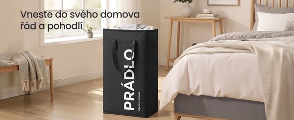 SONGMICS Skládací koš/taška na prádlo Cinty 80 L černý