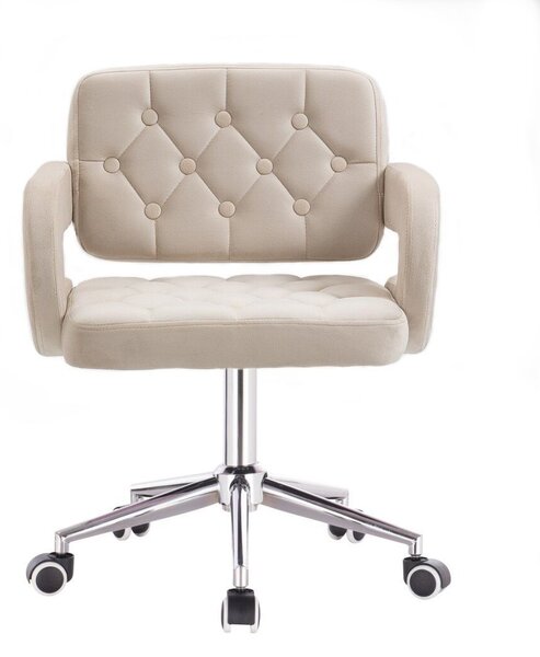 LuxuryForm DESIGN Židle ADRIA VELUR na stříbrné podstavě s kolečky - krémová