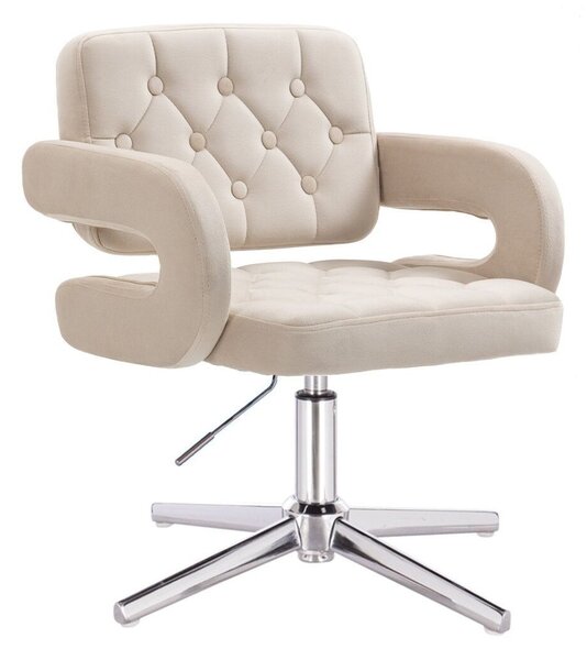 LuxuryForm DESIGN Židle ADRIA VELUR na stříbrném kříži - krémová