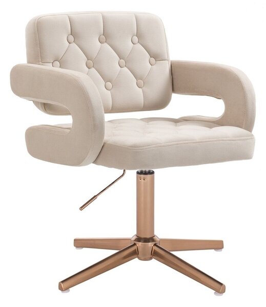 LuxuryForm DESIGN Židle ADRIA VELUR na zlatém kříži - krémová