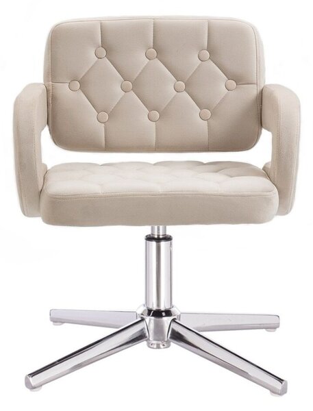 LuxuryForm DESIGN Židle ADRIA VELUR na stříbrném kříži - krémová