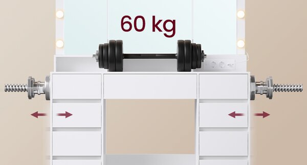 SONGMICS Toaletní stolek s LED osvětlením a nabíjecí stanicí Vasagle Niro 107 cm bílý