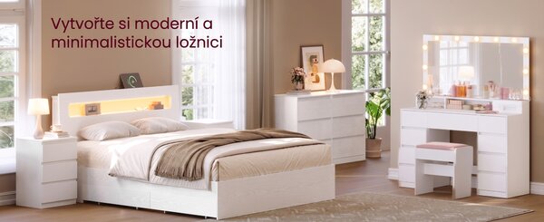 SONGMICS Toaletní stolek s LED osvětlením a nabíjecí stanicí Vasagle Niro 107 cm bílý