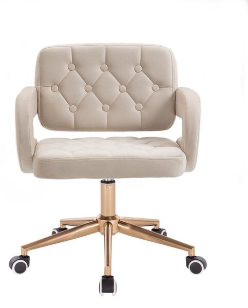 LuxuryForm DESIGN Židle ADRIA VELUR na zlaté podstavě s kolečky - krémová