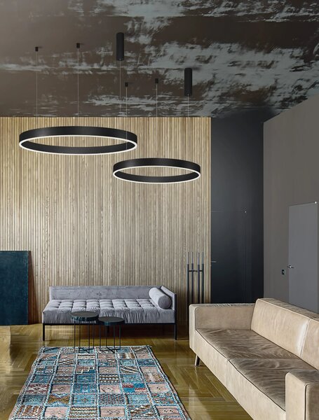 LED lustr Motif 60 černé CCT s dálkovým ovládáním – Černá