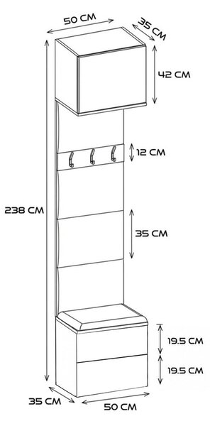 TP Living Předsíňová stěna Haga 1W2S 50 cm kašmír