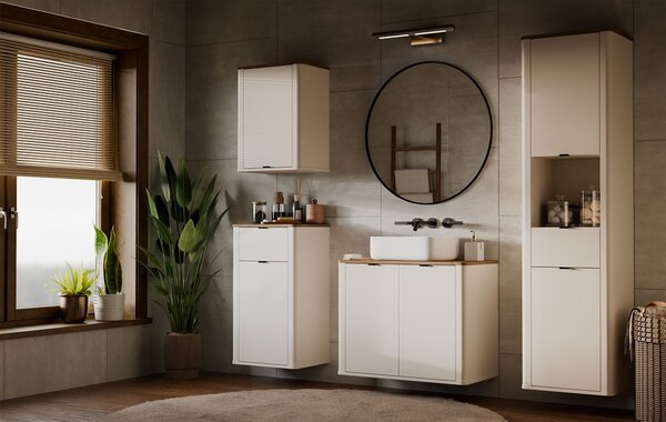 TP Living Závěsná koupelnová skříňka Cordoba 1D1S 48 cm kašmír/dub Castello