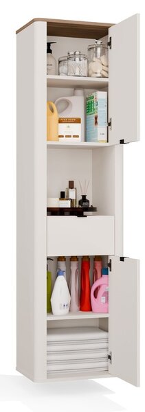 TP Living Vysoká závěsná koupelnová skříňka Cordoba 2D1S 48 cm kašmír/dub Castello