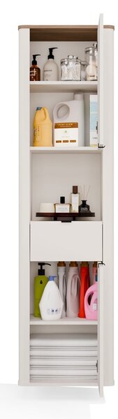TP Living Vysoká závěsná koupelnová skříňka Cordoba 2D1S 48 cm kašmír/dub Castello