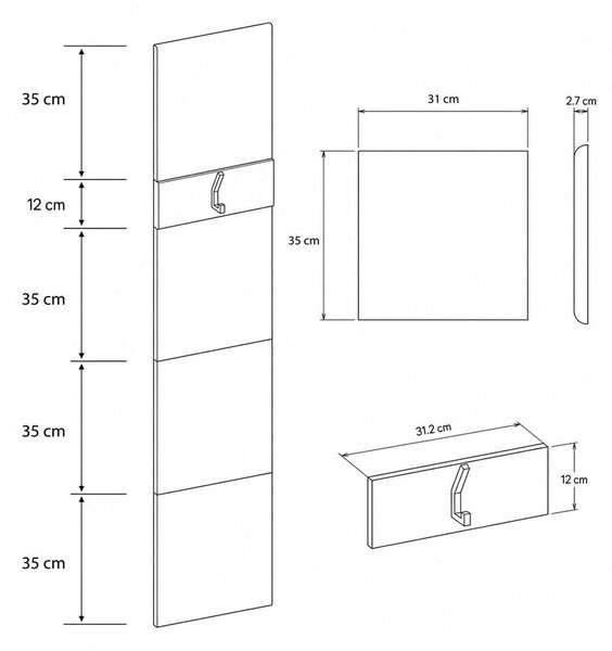 TP Living Čalouněný věšák HAGA 152x31 cm kašmírový