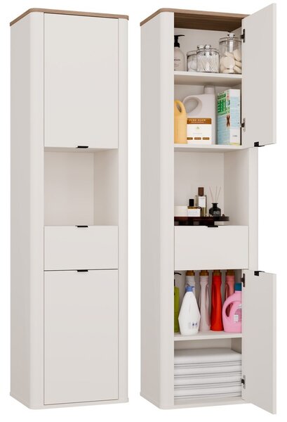 TP Living Vysoká závěsná koupelnová skříňka Cordoba 2D1S 48 cm kašmír/dub Castello