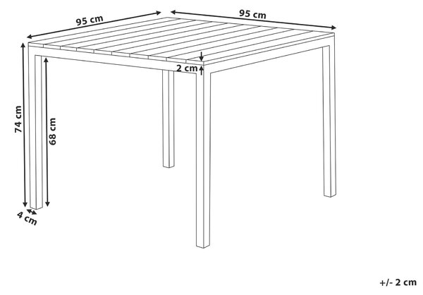Zahradní jídelní stůl PRATO 95 cm 95 cm Šedá