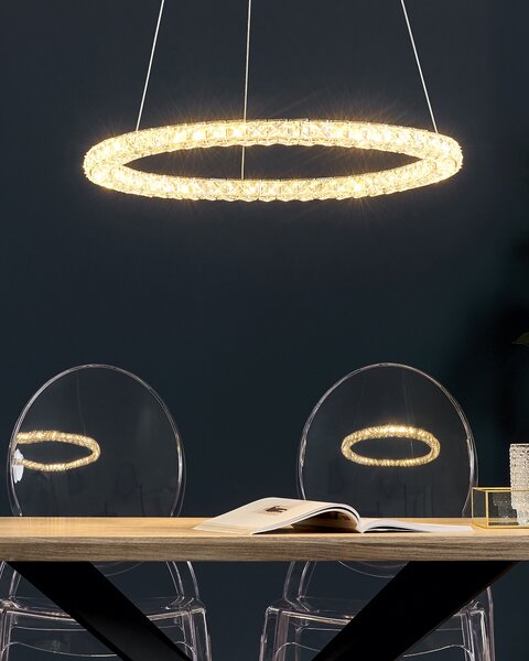 LED závěsná lampa MAGAT Křišťál Stříbrná