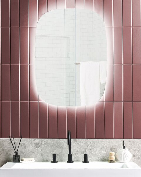 LED koupelnové zrcadlo BERGERAC 58 cm 78 cm Stříbrná