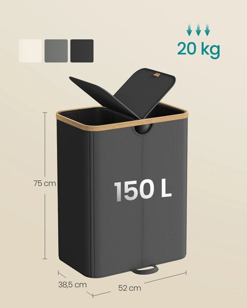 SONGMICS Koš na prádlo Walle 150 L černý