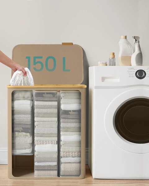 SONGMICS Koš na prádlo Leslie 150 L béžový