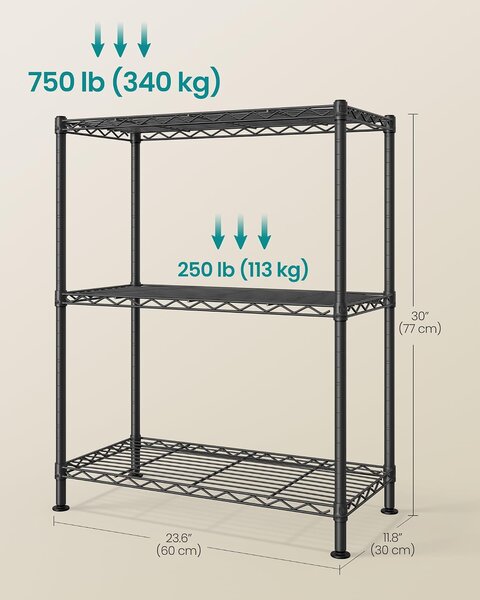 SONGMICS Kovový regál Beata 60 cm černý