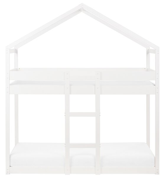 Patrová postel Domek Borovicové dřevo LABATUT 90 x 200 cm Bílá