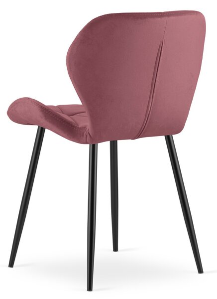 Jídelní židle MANGO VELVET s černými nohami, tmavě růžová