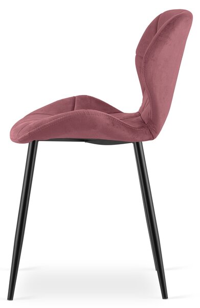 Jídelní židle MANGO VELVET s černými nohami, tmavě růžová