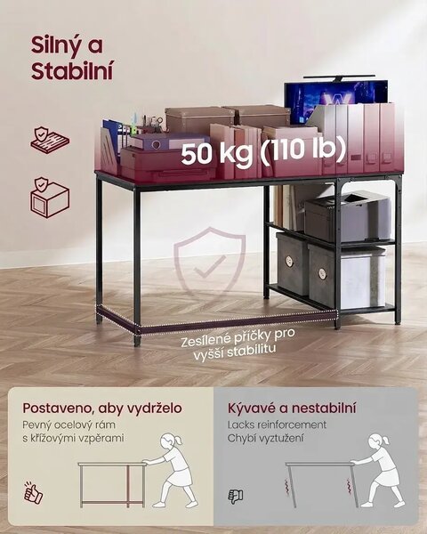 SONGMICS Rohový psací stůl Vasagle Endas 120 cm černý