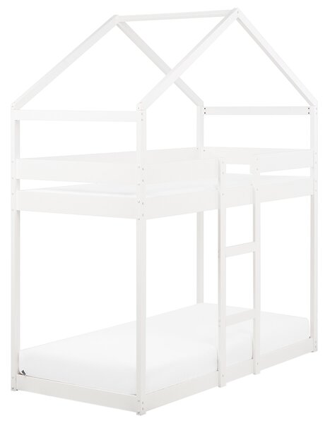 Patrová postel Domek Borovicové dřevo LABATUT 90 x 200 cm Bílá