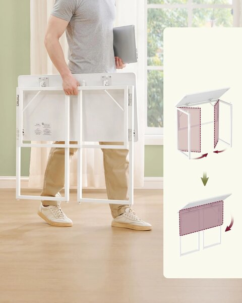 SONGMICS Skládací kancelářský stůl Vasagle Bura 80 cm bílý