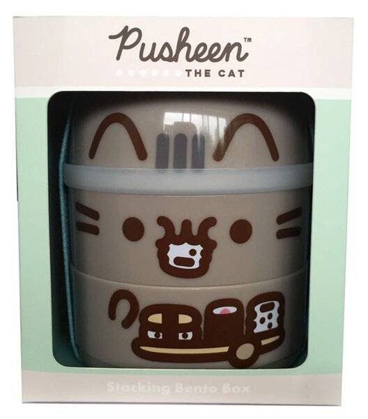 Dvoupatrová krabička na jídlo s příbory s kočkou Pusheen