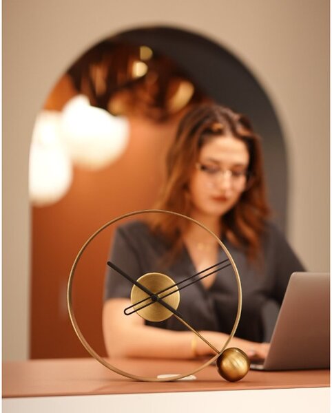Mclocks Designové stolní hodiny Endless brushed gold/black 32cm