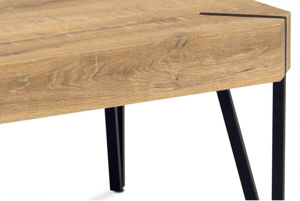 Konferenční stolek TINGE — 110x60x43 cm, MDF bělený dub, černý kov