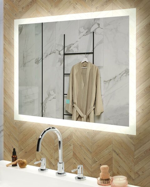 LED koupelnové zrcadlo ADOUR 80 cm 60 cm Stříbrná