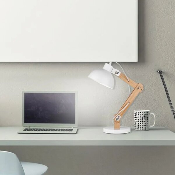 Dřevěná stolní lampa Lila bílá