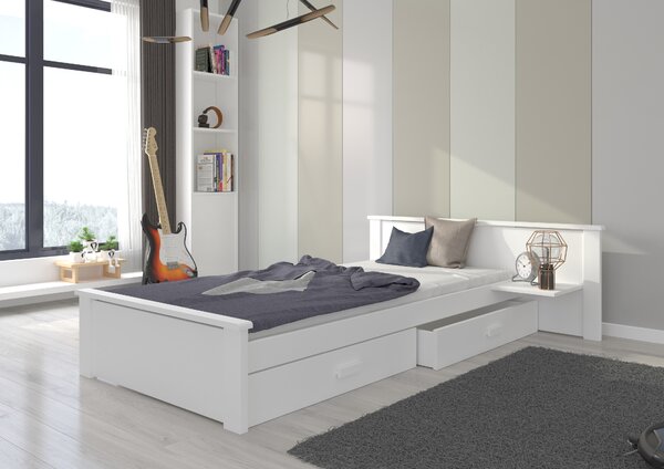 ADRK Postel ALDEX Shelf, CH-Alde-Sh-W-190-E1958, 180x80 cm s policí, bílá