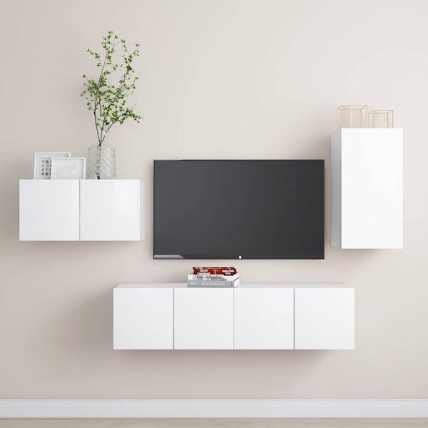 4dílný set TV skříněk bílá kompozitní dřevo 3078677