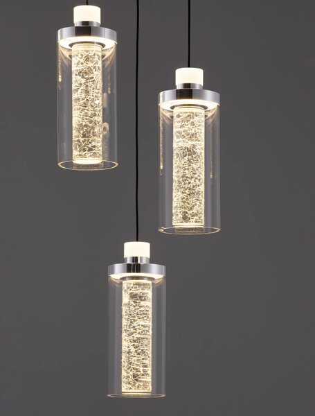 LED stmívatelný černo-chromový moderní lustr Lune 190