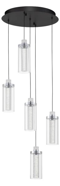 LED stmívatelný černo-chromový moderní lustr Lune 190