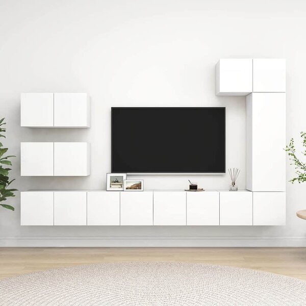 8dílný set TV skříněk bílý kompozitní dřevo 3078716