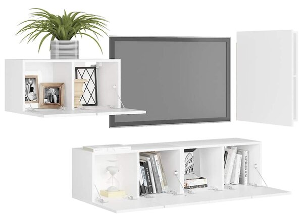 4dílný set TV skříněk bílá kompozitní dřevo 3078677