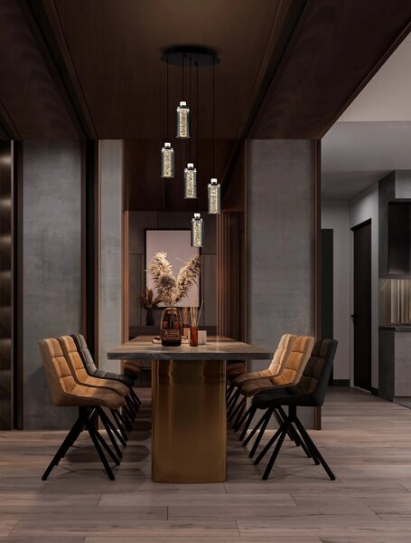 LED stmívatelný černo-chromový moderní lustr Lune 190