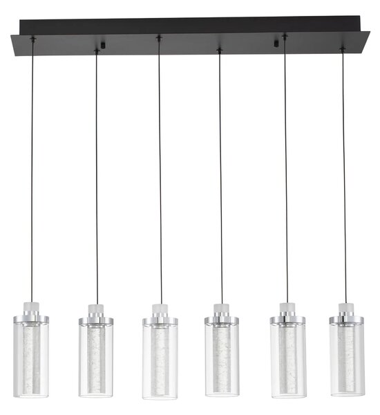 LED stmívatelný černo-chromový designový lustr Lune 170