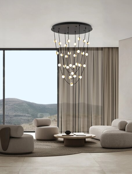 LED stmívatelný černo-zlatý designový lustr Alcinoe 120