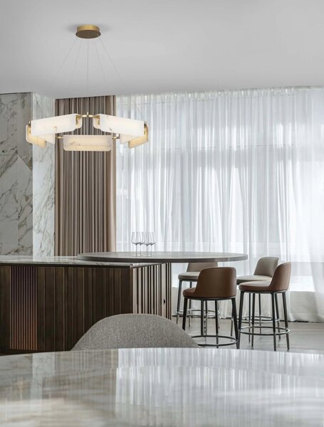 LED stmívatelný mosaz zlatá moderní lustr Aider