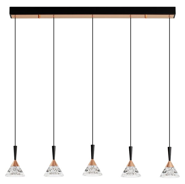 LED stmívatelný černo-rose zlatá moderní lustr Paluz 150