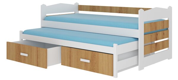 ADRK Rozkládací postel TIARRO, CH-Tia-W+ART-186-E1322, Rozkládací postel TIARRO 180x80 cm, bílá/dub artisan