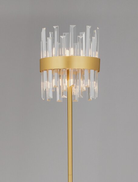 Zlatá stojací lampa Crown – Šedá