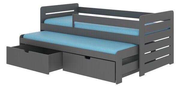 ADRK Rozkládací postel TOMI, CH-Tom-GRAP-186-E1418, 180x80 cm se zábradlím, grafit