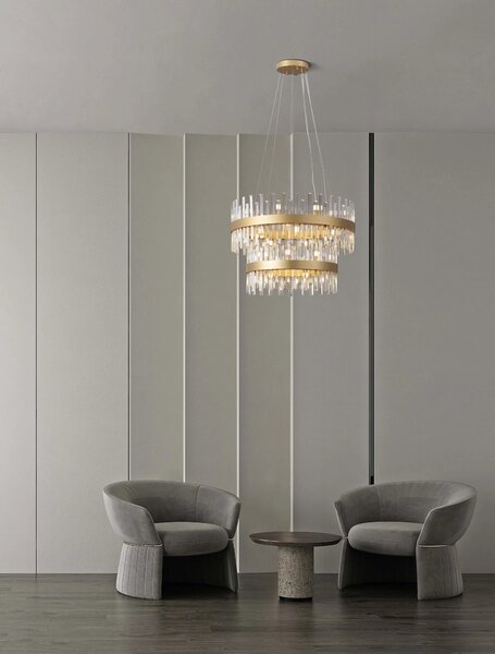 Zlatý moderní lustr Crown 180