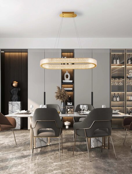 LED stmívatelný platinum zlatý moderní lustr Kinara 130