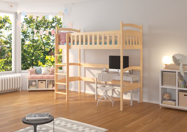 ADRK Loftová postel MIAGO, CH-Mia-PINE-188-E1615, 180x80 cm, borovice