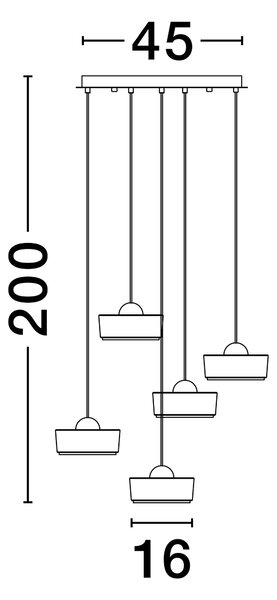 LED platinum zlatý designový lustr Keros 200
